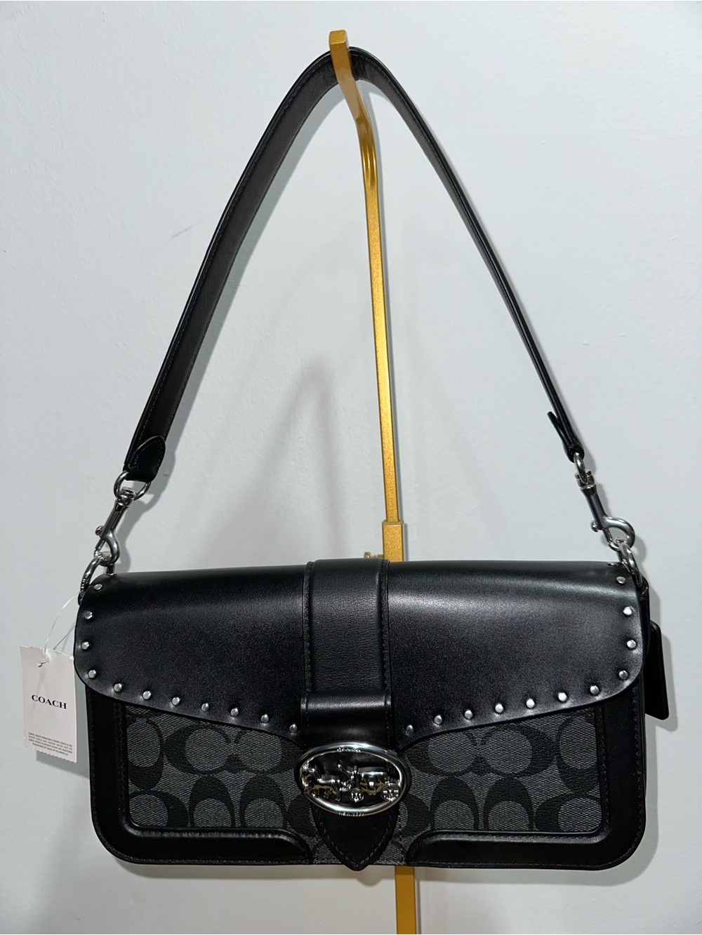Coach Georgie Shoulder Bag in Colorblock Signature Canvas with Rivets